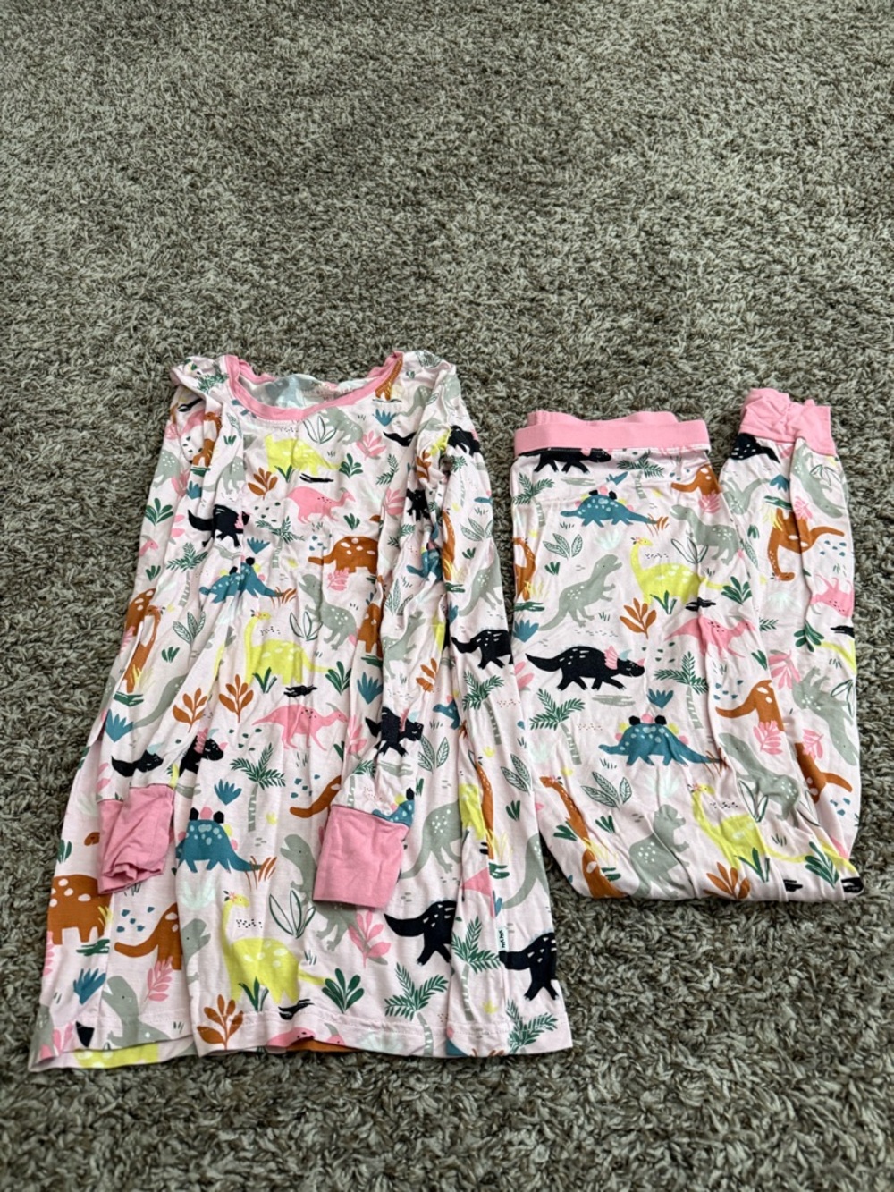 Little Sleepies Girls' Pink Dinosaur Print Pajama Set